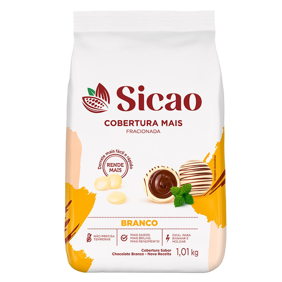 Chocolate Cobertura Fracionado Branco Sicao Mais 1,01KG em Oferta na Shopee