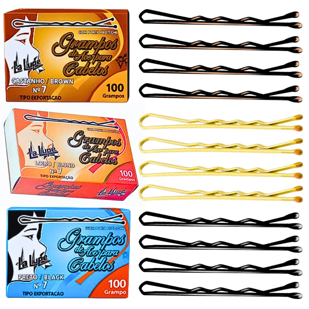 100 Grampos Grandes para Cabelo Nº7 Castanho Marrom Penteados