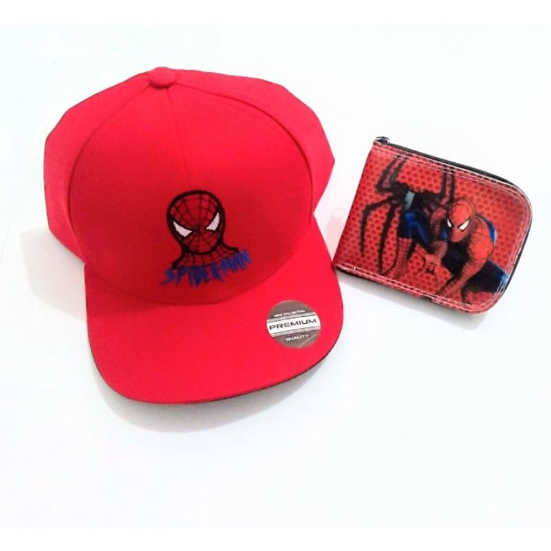 Carteira + boné homem aranha infantil ótimo presente para os meninos e boné para compor o look e ficar no estilo| Barato