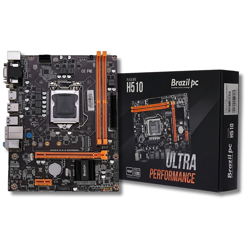 Placa Mãe H510 Brazil PC Intel LGA1200 mATX DDR4 M.2 NVMe Gigalan Preta BPC-H510M.2-TG