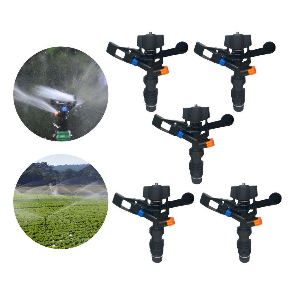 Kit 5 Aspersor de Impacto Irrigação Rosca 1/2 hortas plantações profissionais Alcance mínimo 10 metros máximo 30 metros