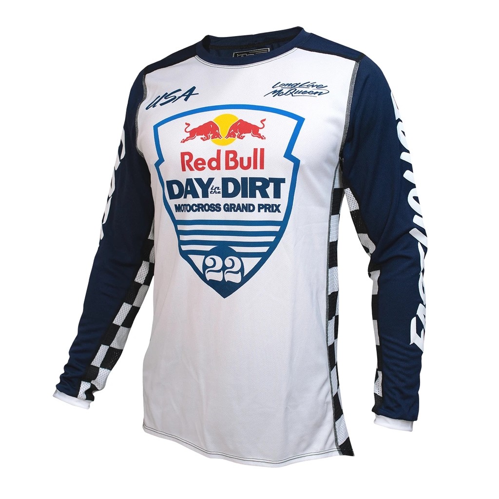 Camisa De Motocross Respirável Para Homens MTB Downhill Ciclismo Red Bull Dia Na Sujeira 22 WhiteNavy Motocicleta Equita