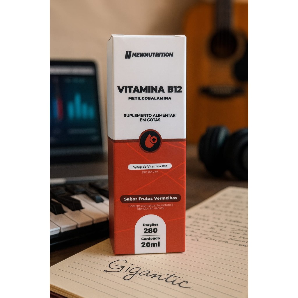 NewNutrition Vitamina B12 Metilcobalamina Suplemento em Gotas 20ml Sabor Frutas Vermelhas