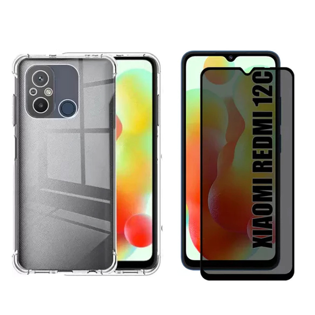 Capa Capinha Anti Impacto Para Redmi 12C Tela 6.71" + Película 3D Privacidade