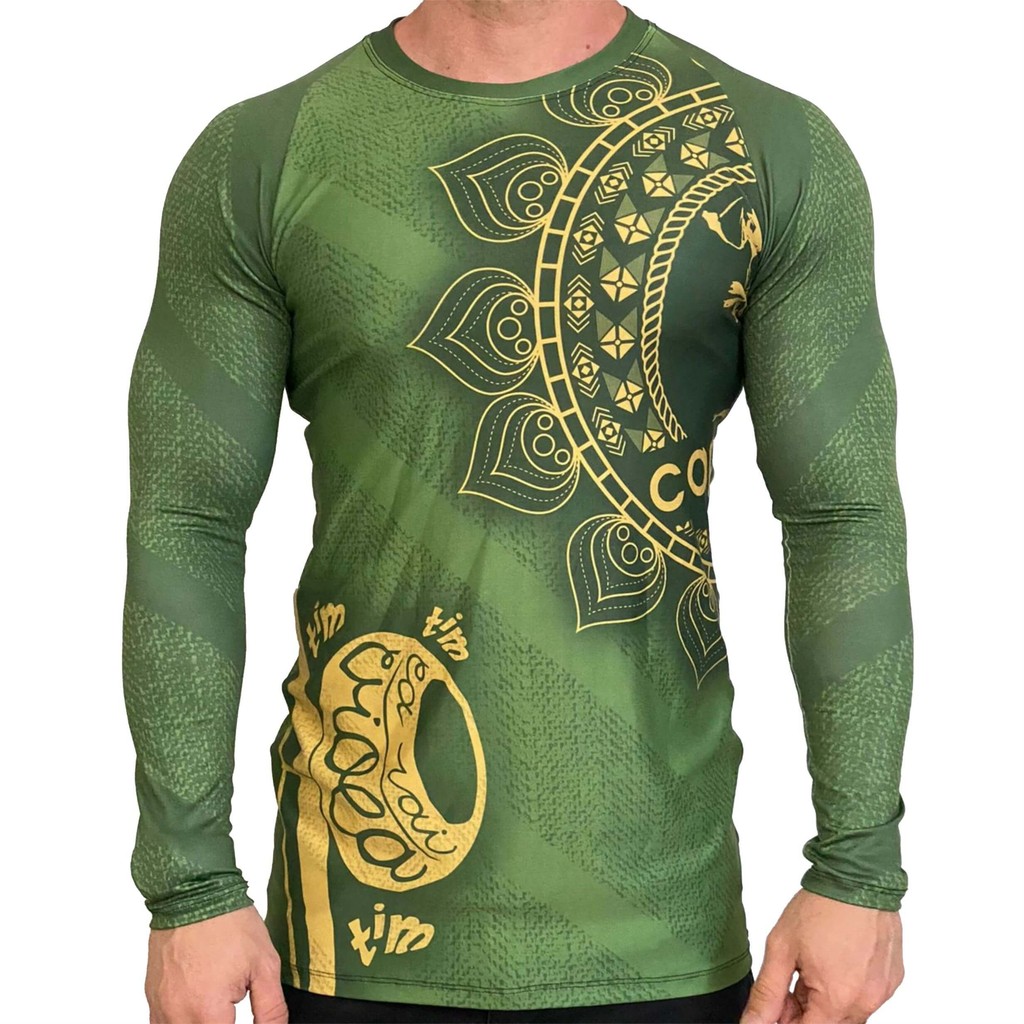 Camisa Rash Guard Masculina Capoeira Paranâue Manga Longa Atlética Esportes
