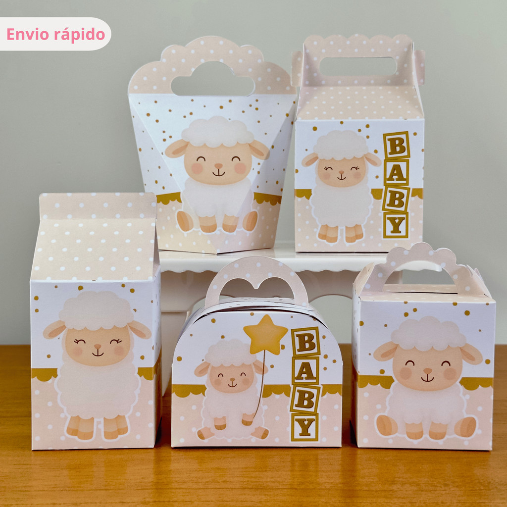 Kit Festa CHÁ REVELAÇÃO OVELINHA Caixinhas Personalizadas Chá de Bebê Lembrancinhas Decoração Mimos - Pegue e Monte