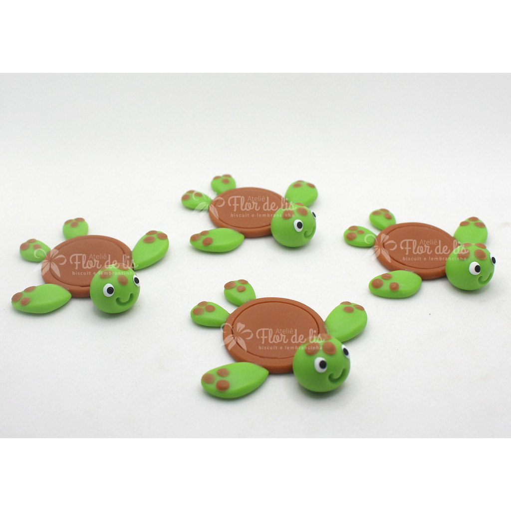 Porta Docinho Tartaruga em Biscuit - 5 Peças - Tema Fundo do Mar