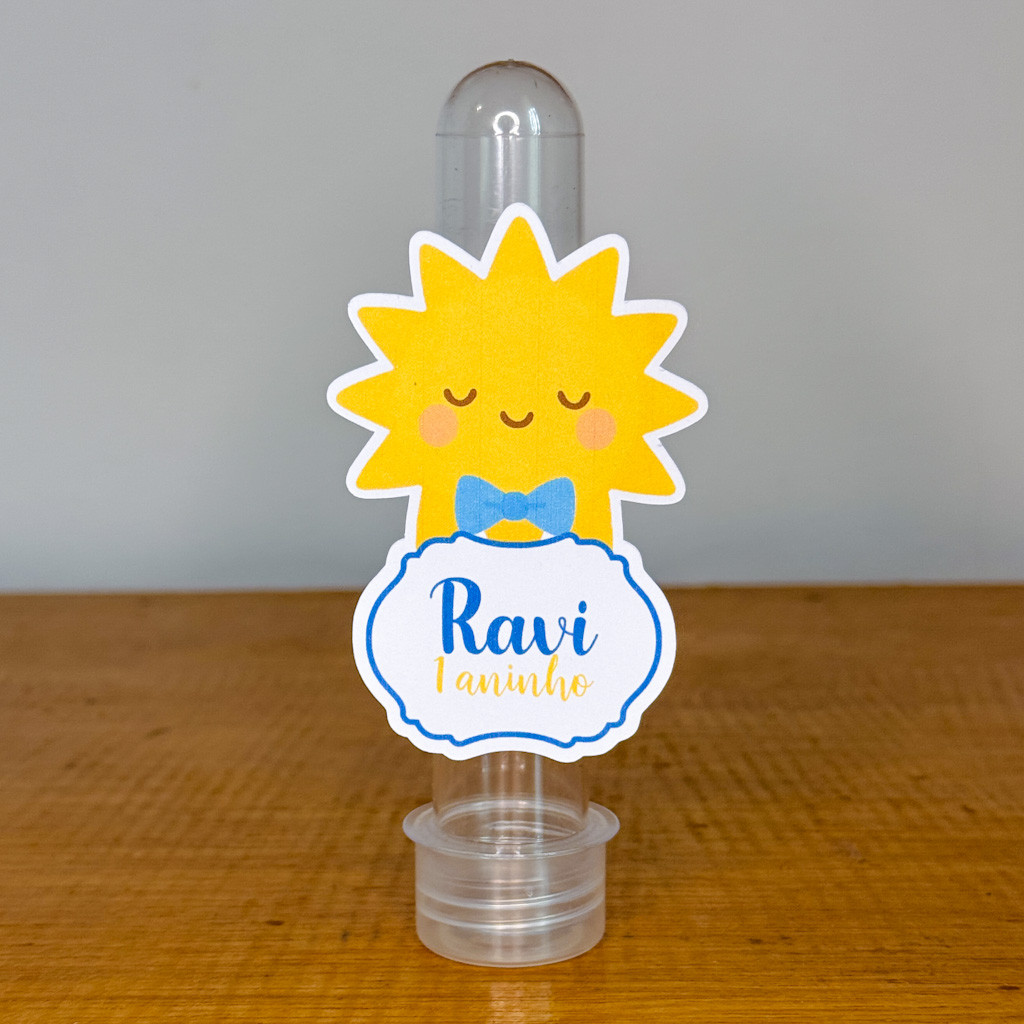 Apliques para Tubetes RAIO DE SOL MENINO / Tags com Nome / Personalizados para Lembrancinhas de Aniversário Infantil