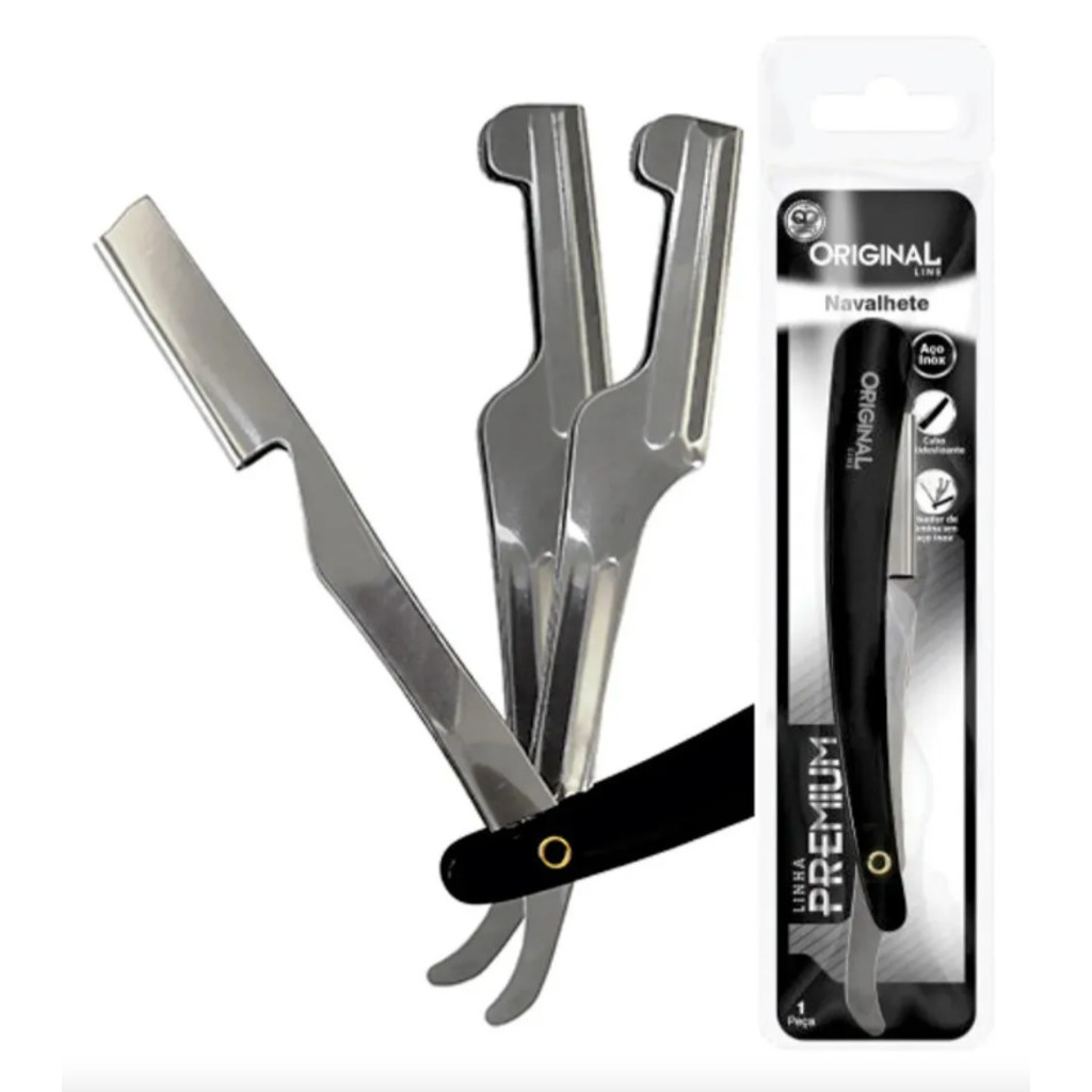 Navalhete Navalha Corte Barbeiro Barba Profissional Aço Inox - 22,5cm