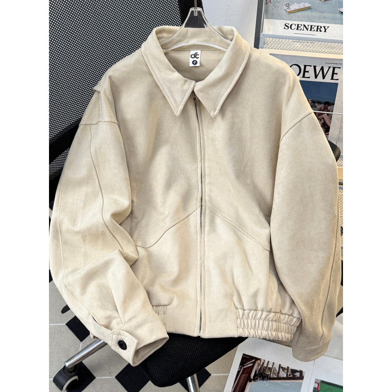 Jaqueta de lapela de camurça masculina cleanfit outono perfil All-Match jaqueta Bomber rufião bonito Casual topo na moda