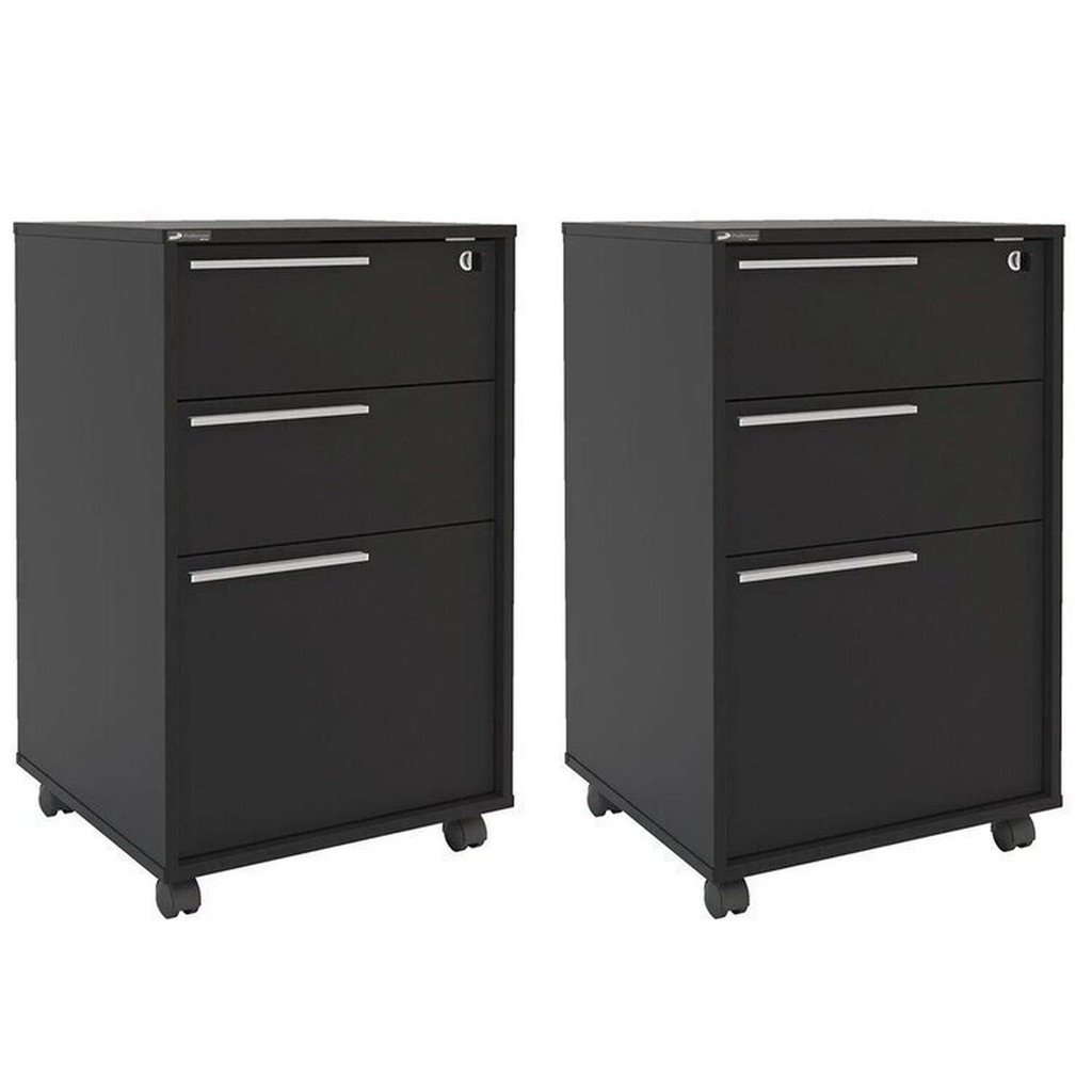 Kit 2 Gaveteiros 3 Gavetas com Chave Maia Preto em Oferta na Shopee