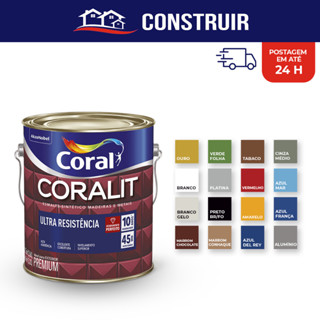 Coralit Esmalte Solvente 800ml Coral Sintético Madeira  Metal Branco Preto Colorida UltraResistencia em Oferta na Shopee