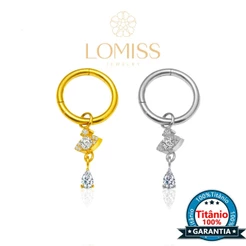 Piercing Argola Orelha Titânio Pvd Pingente Olho Com Zircônia Cravejado Para Lábio Helix Tragus Conch Nariz Boca