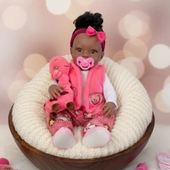 Bebê Reborn Boneca Silicone Girafinha Negra Mamãe Reborn - 45cm!