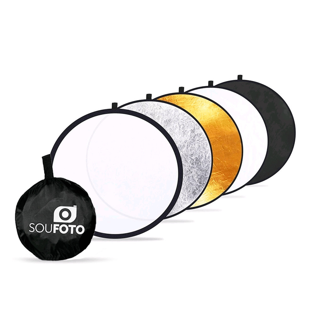 Rebatedor Fotográfico 5 em 1 Sou Foto Refletor Difusor Dobrável p/ Estúdio e Gravação