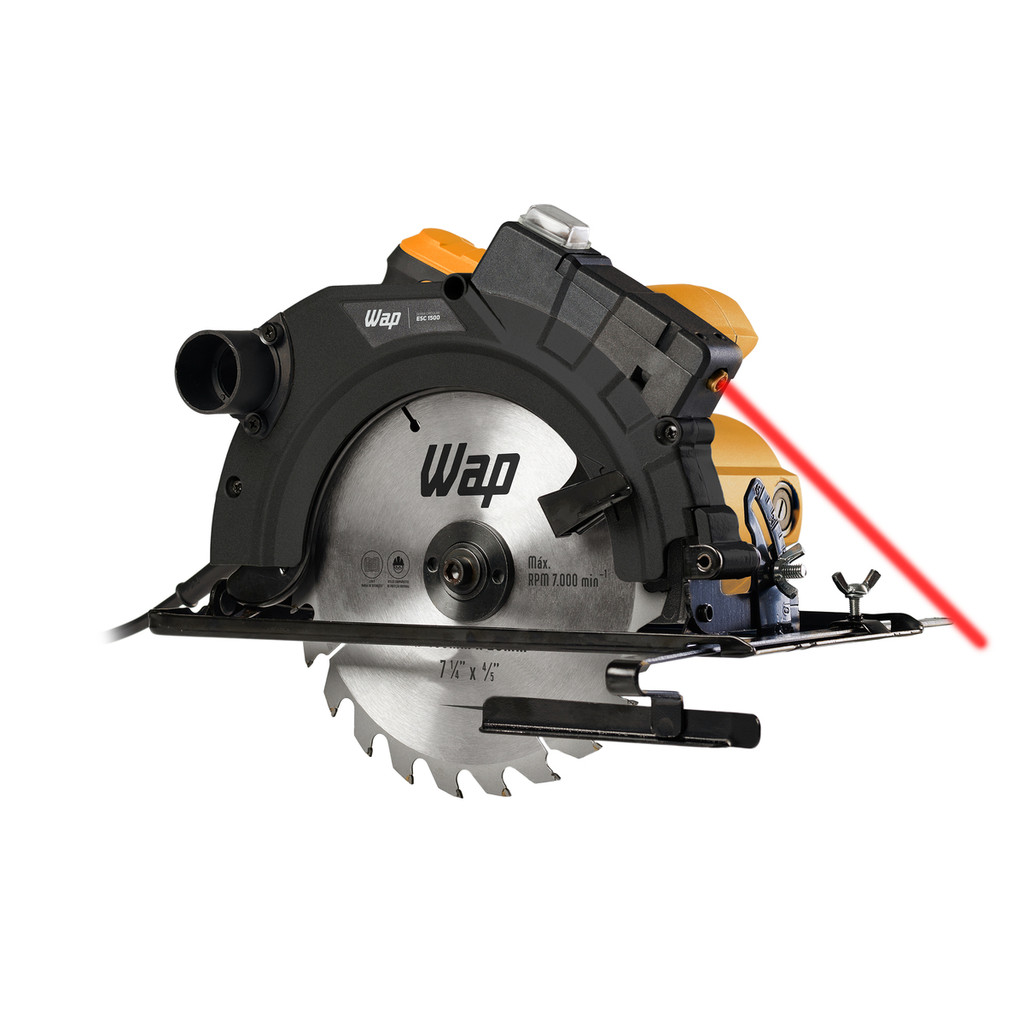 WAP Serra de Circular 7.1/4" ESC 1500 com Guia a Laser e Base de Ajuste até 45°, Empunhadura Emborrachada, 1500W