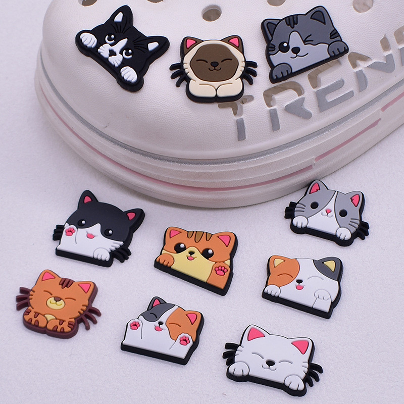  PVC Sapato Encantos Acessórios Bonito Gatinho Decoração Gato Fivelas Para Tamanco Sandálias Pino Presentes De Anive