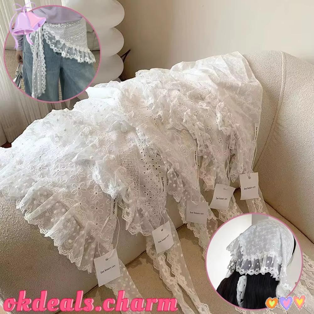 OKDEALS Saia De Gaze Em Camadas De Renda , Calças Combinando , Aberta Empilhada Picante Para Meninas , Lenço Triangular 
