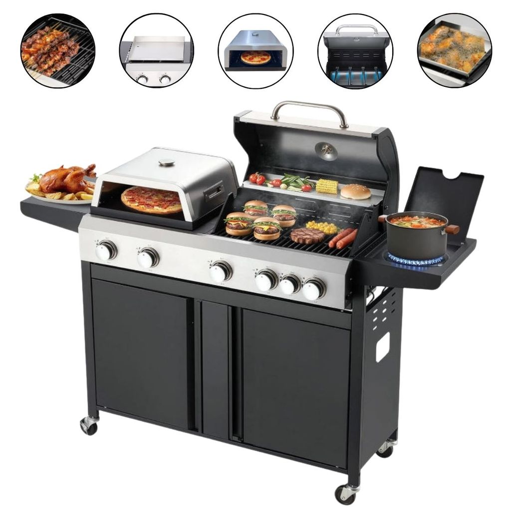 Churrasqueira Americana Gourmet Inox 3 em 1 Com Chapa Forno de Pizza e Defumador Para Área Gourmet
