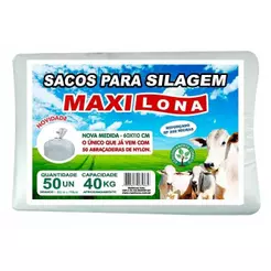 Saco para Silagem Maxi Lona Branco 60 x 110cm + Abraçadeiras Nylon 200 Micras - Embalagem com 50 Unidades