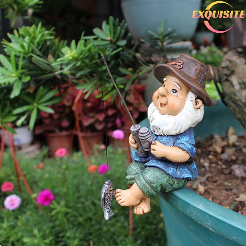 [EL-t] Gnomo De Pesca Babá Engraçado Resina Resistente A UV Decorativo Jardim Ao Ar Livre Gramado Gnome Para Quintal Est