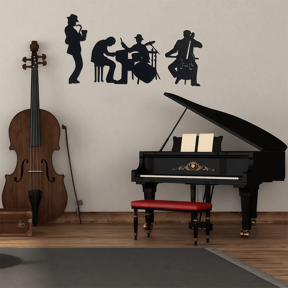 CIFbuy Jazz Metal Wall Art Saxofone Violoncelo Tambor Vintage Music Decor Home Studio Gift