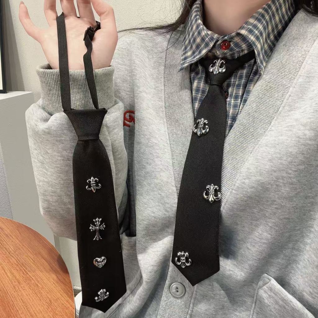Listrado JK Estilo Gravata Decorativa Camisa Colar Acessório Falso Uniforme Escolar Cachecol