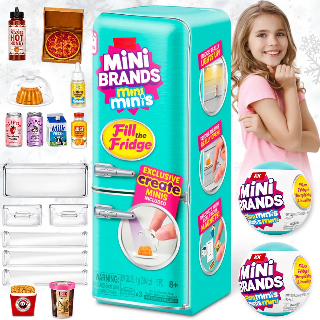 Brinquedo Kit Mini Geladeira Mini Minis Led e 2 Balls Surpresa Mini Comidas Sortido