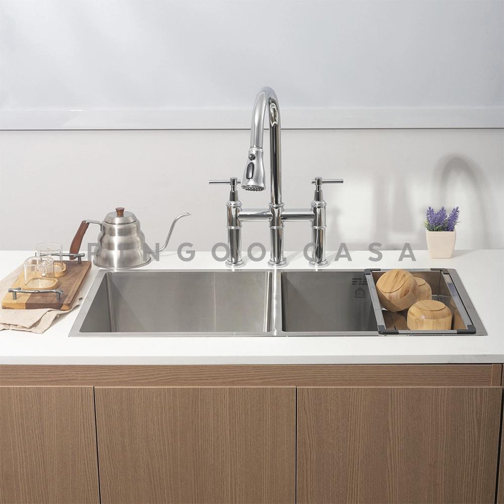 Cuba Dupla Gourmet Tukano 86x44cm Inox 304 - Pingoo Prata
