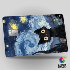 Adesivo para Cartão de Credito Gato Lua da Meia Noite Proteção Exclusiva