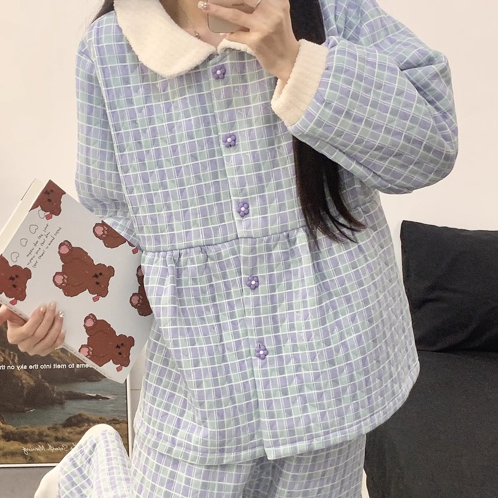 Roupas de confinamento de algodão ar com almofadas no peito estilo outono inverno pós-parto doce engrossado amamentação 