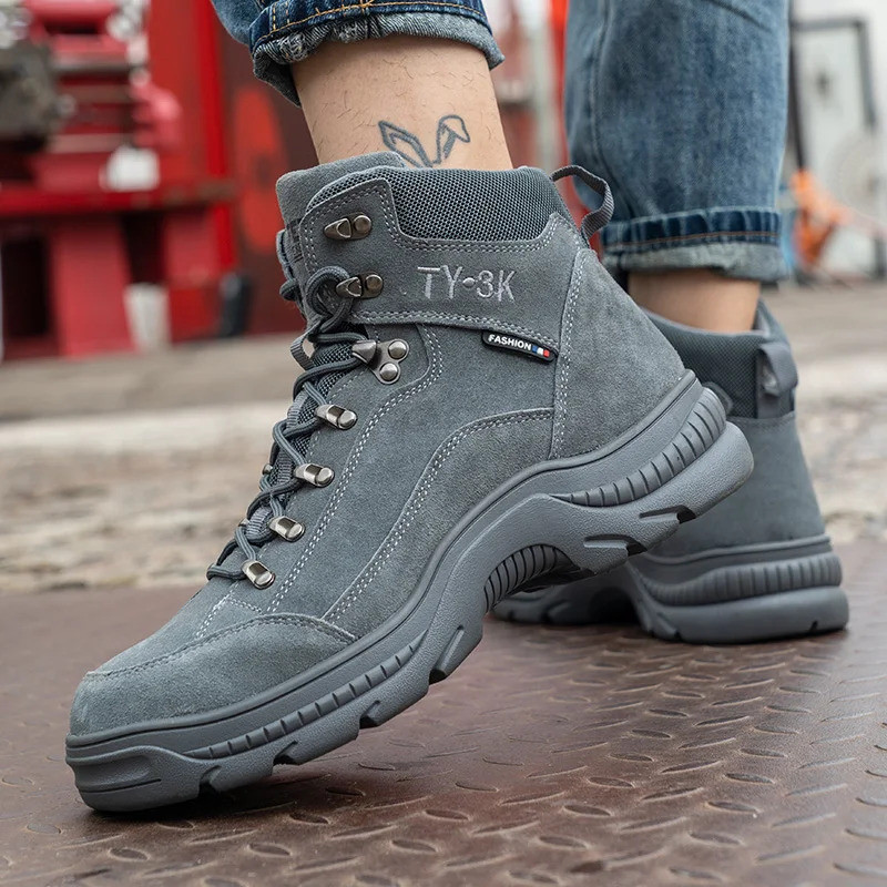Prof-flex Botas De Segurança Masculinas De Cano Alto Com Biqueira De Aço Kevlar Antifuros Sola De Borracha Sapatos De Tr