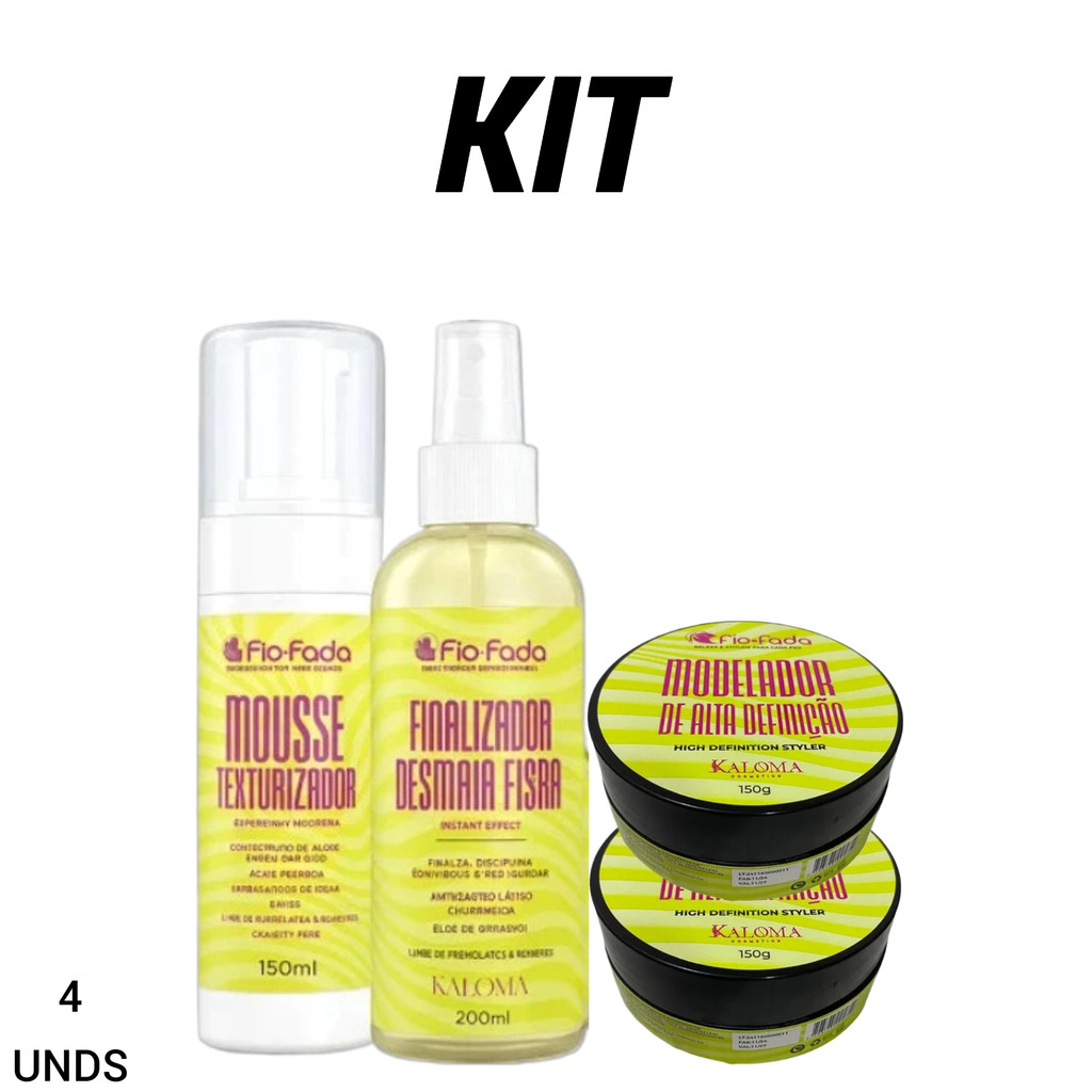 Finalizador Desmaia Fibra + Mousse Texturizador + 2 Pomada Modeladora 150g