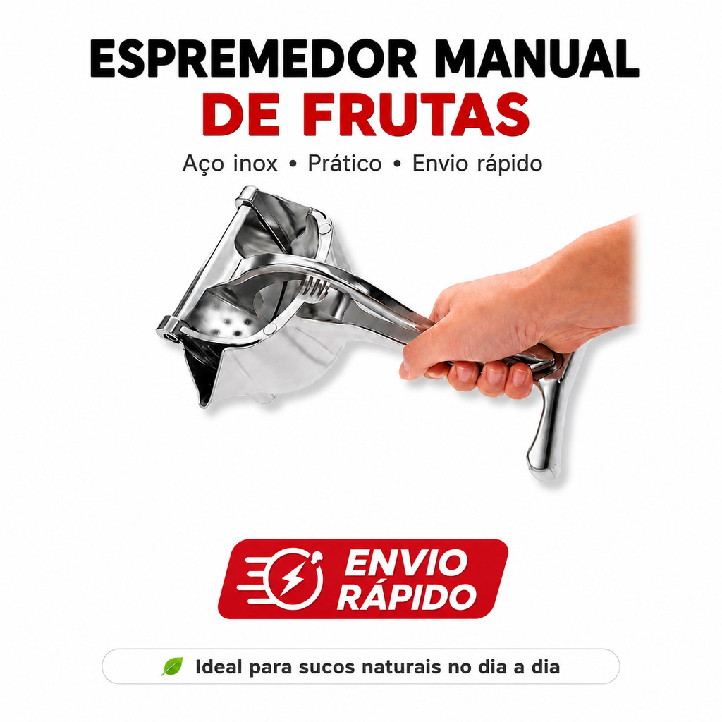 Espremedor de Frutas Manual em Aço Inox Prático Resistente para Suco Limão Laranja