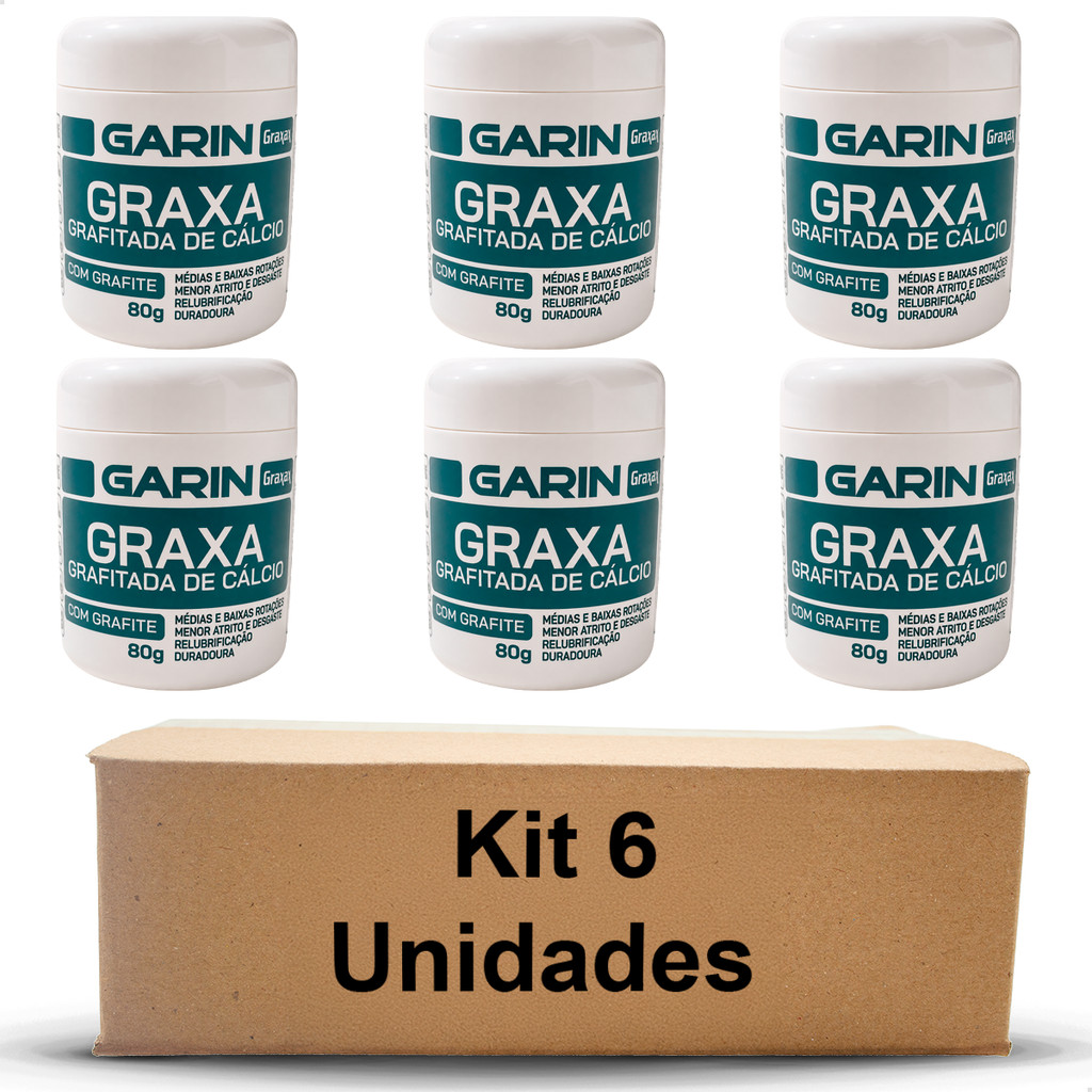 Kit 6 Graxa de Calcio Grafitada 80gLubrificante Chassi Alta Aderencia