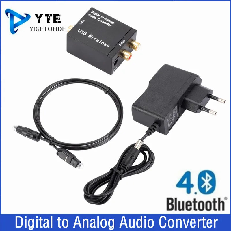 Conversor de Áudio Digital para Analógico com Saída RCA R/L, Adaptador de Áudio, Caixa Amplificadora DAC para Decodifica