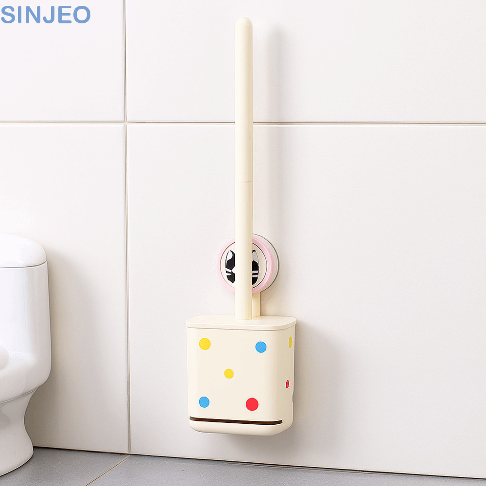 Escova SINJEO Closestool , Suporte De Vaso Sanitário De Desenho Animado De Plástico , Montado Na Parede Com Ventosa , Pu