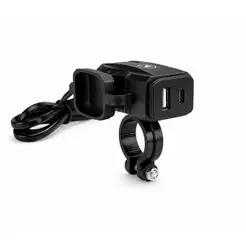 Carregador de Celular Universal para Moto USB-A + USB-C, Carregamento Rápido 15W e Fixação 3 em 1 - Preto - Gshield