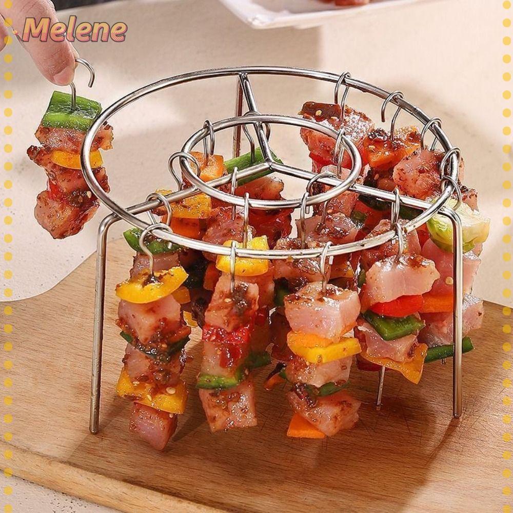 Churrasqueira MELENEY9 , Com Espetos Grelhados , Grelha Redonda Para Fritadeira De Ar Vertical De Aço Inoxidável