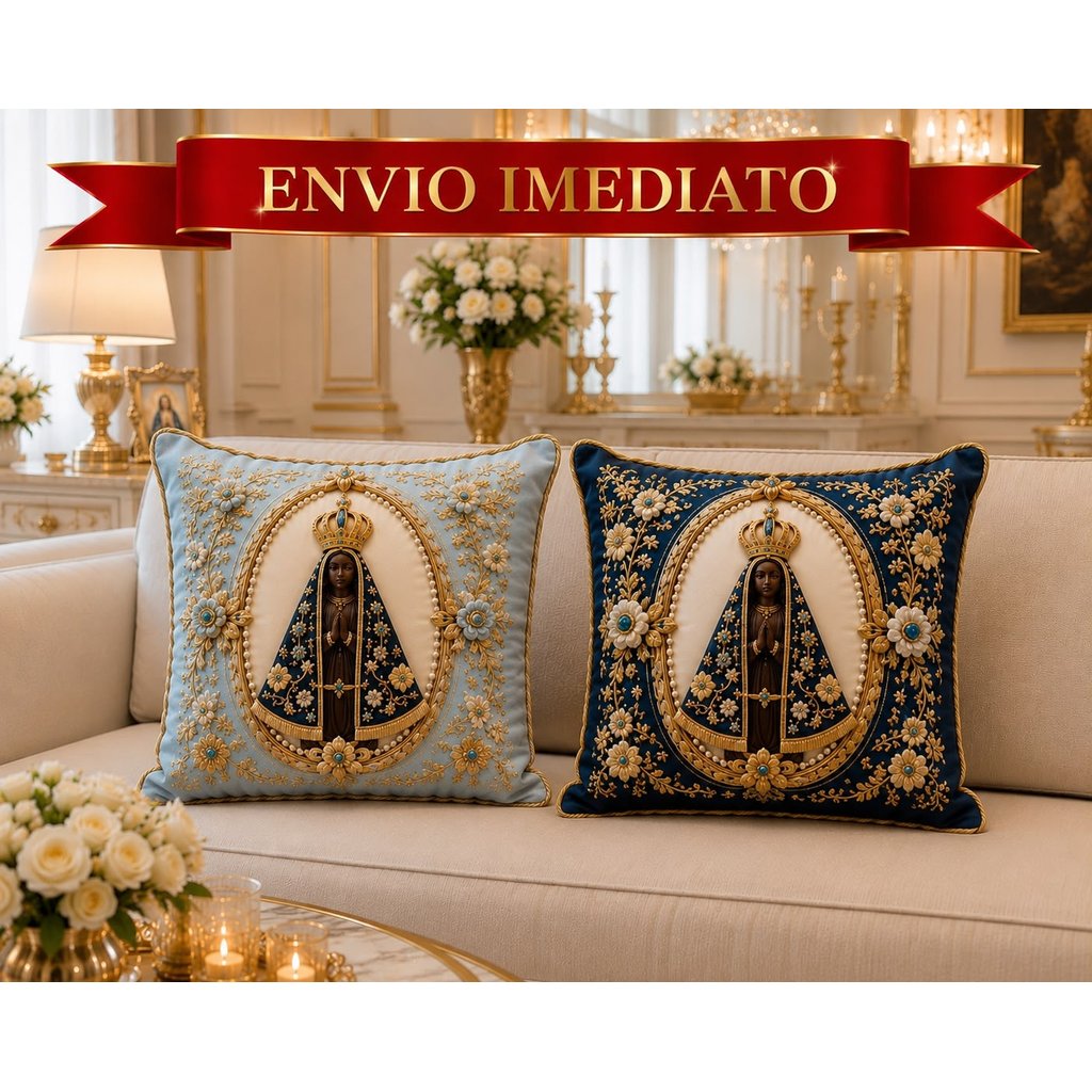 2 Capas de Almofadas Nossa Senhora Aparecida 45x45 - Estampada Decoração Sala