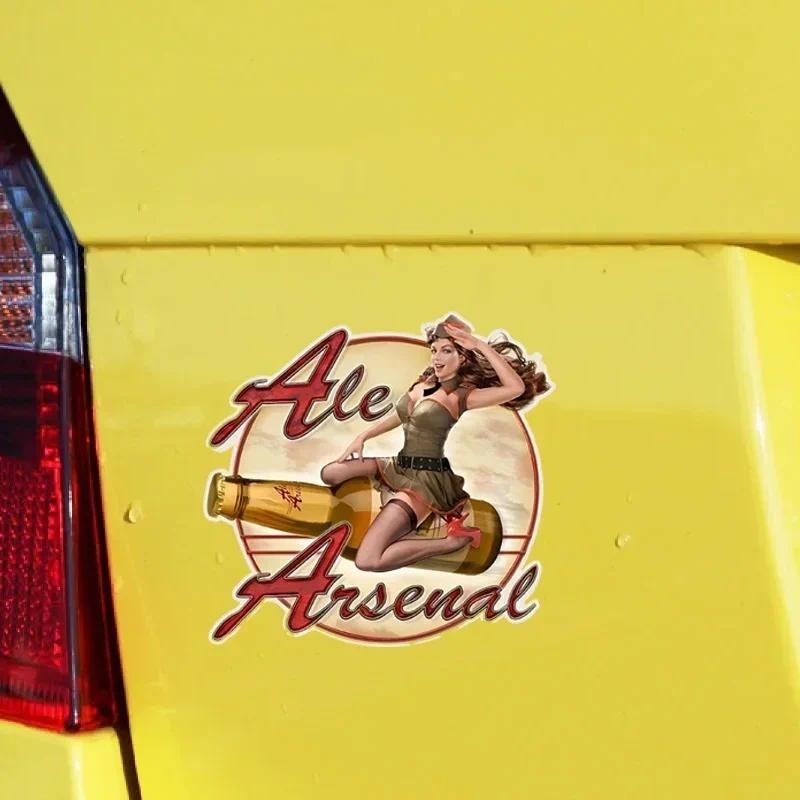 Ale Arsenal Pin Up Menina Cerveja Voando Motocicleta Carro Scratch Capa Adesivo Corpo Pára-Choques À Prova Dwaterproof Á