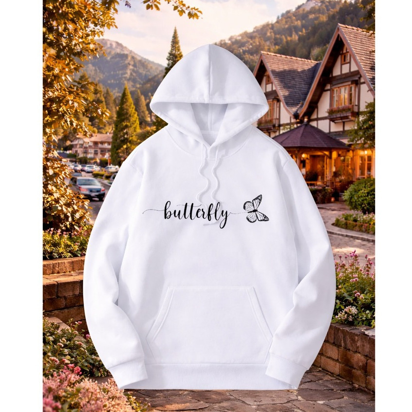 Moletom Canguru Unissex Flanelado Inverno Butterfly Confortável 100% Algodão Envio Rápido