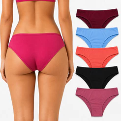Kit 5/10 Calcinhas Femininas de Algodão – Modelagem Biquíni, Suave e Confortável