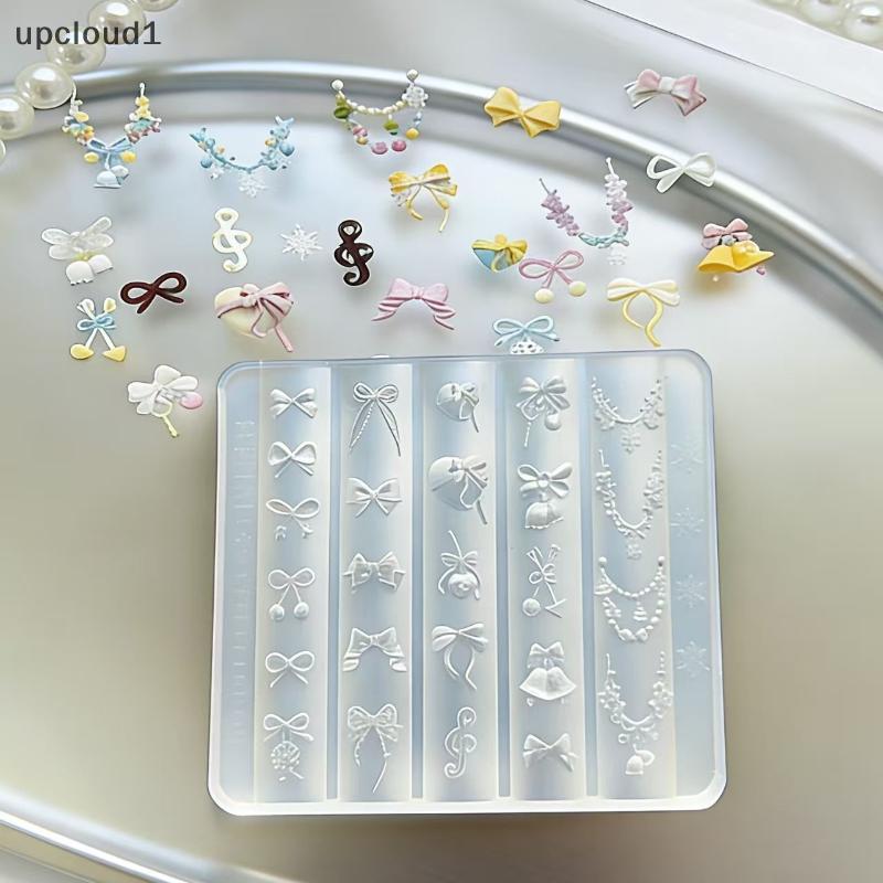 [upcloud1] 1/3 Unidades 3D Silicone Nail Art Mold Bow Cartoon Animal Relief Padrão Design DIY Modelos Transparentes Mani