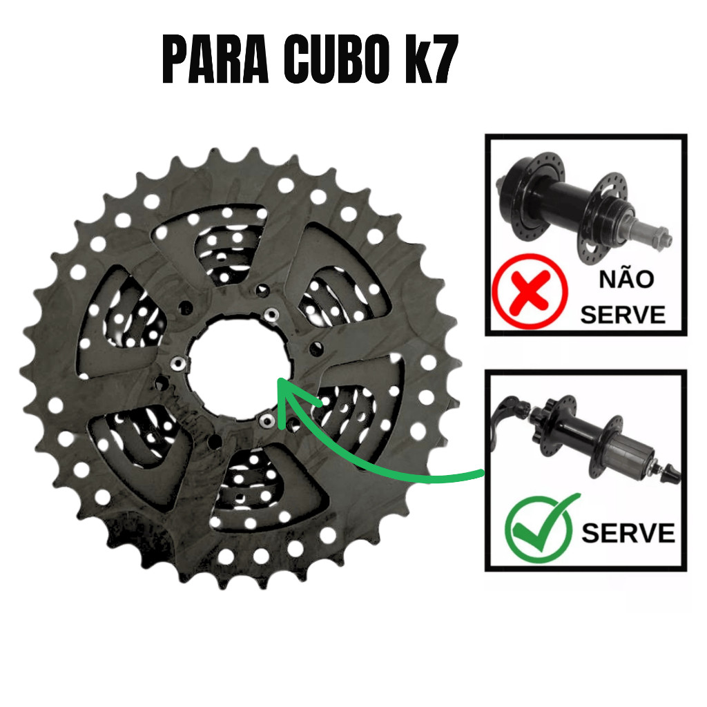 Detalhes do Cassete K7 Pinhão 9 velocidades 11-36d  Catraca modelo K7 9v Bicicleta mtb