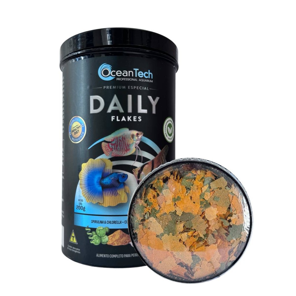 Ração em flocos 200G Daily Flakes Oceantech betta colisa acará