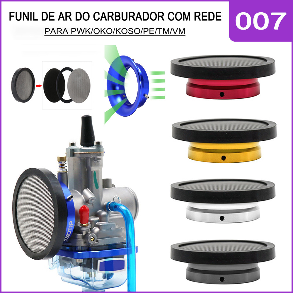Modificação De Moto PWK21-34 Carburador Interface Copo Alto-falante CNC Filtro De Ar 50mm/55mm Copo De Vento Com Rede