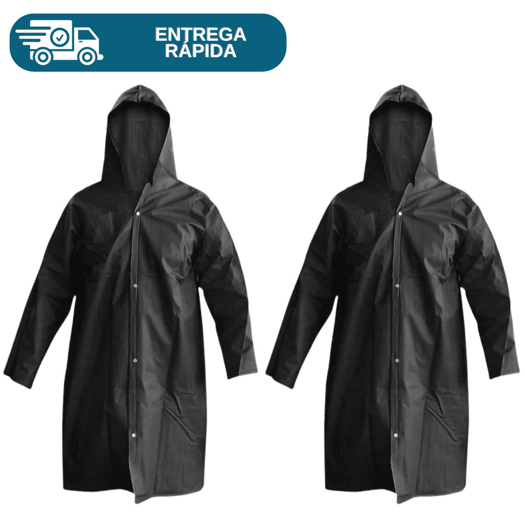 Kit 1 ou 2 Capa De Chuva Impermeável Pvc Com Capuz Resistente Segurança Proteção Epi