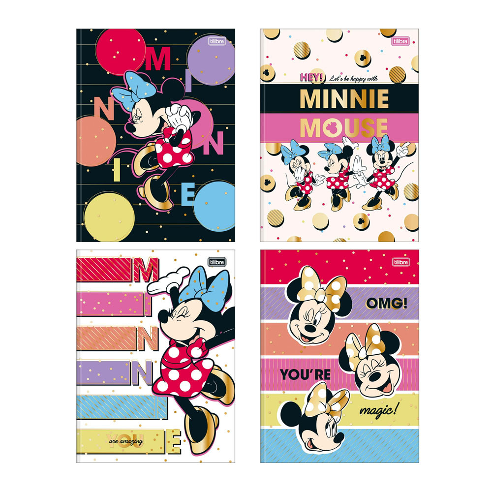 Caderno brochurão capa dura universitário 1x1 80 folhas Minnie Tilibra em Oferta na Shopee