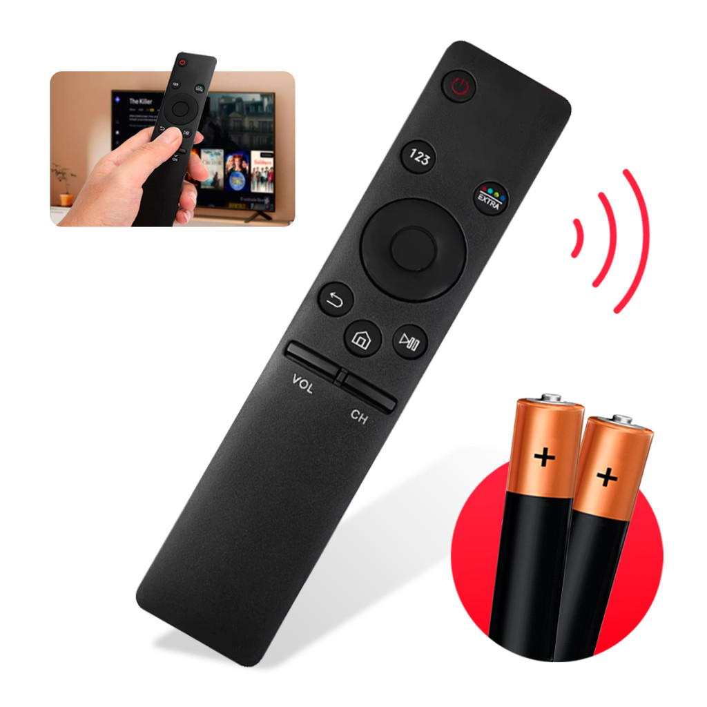 Controle Remoto Para Tv Samsung Smart 4k Digital + 2 Pilhas